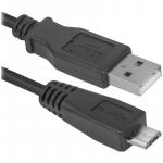Кабель USB08-06 USB2.0 (A) - microUSB (B), 1,8 м, черный, 87459