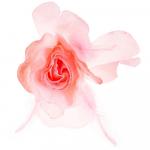 П1214 роза крупная розовая с перьями  (упаковка из 12шт)
