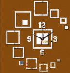 Акриловые зеркальные настенные часы "Square elements"