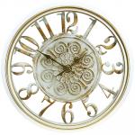 Часы настенные "Европа" д43х4,5 см, циферблат прозрачный, пластм. белый с золото м (Китай)