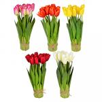 LADECOR Цветок искусственный декоративный в виде тюльпанов, 37х7см, пластик, 5 цветов