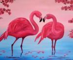 Розовые фламинго на озере