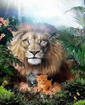 Большой лев и два котенка