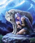 Синеволосая девушка и волк