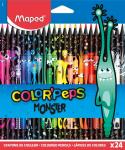 COLOR'PEPS BLACK MONSTER Цветные карандаши декор, пластиковые, 24 цвета, в карт коробке с подвесом