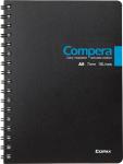 Comix Compera Bond блокнот A6 в линейку, на пружине, 50 листов, обложка черная / голубая НОВИНКА