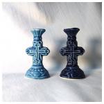 Подсвечник для церковной свечи простой цветной 3 цвета, керамика SH