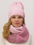 Комплект женский весенний шапка+снуд Мила (Цвет розовый)