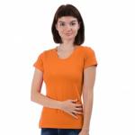 Женская однотонная футболка из хлопка, оранжевая (эконом)