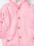 Комбинезон вязаный детский на меху с карманами и капюшоном, светло-розовый