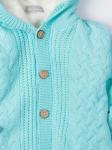 Комбинезон вязаный детский на меху с карманами и капюшоном, мятный