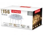 55077 VEGAS Электрогирлянда "Занавес" 156 теплых LED ламп, 12 нитей, контроллер 8 режимов, прозрачный провод, 1,5*1,5 м, 220 v /20