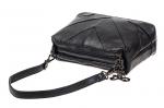 Чёрная женская сумка с геометрической строчкой из мягкой экокожи