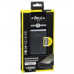 FORZA Аккумулятор мобильный, 10000 мАч, 2 USB, 2A, металлик, мягкий пластик
