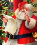 Весёлый Санта отмечает кому принёс подарки