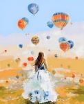 Девушка в белом и полет воздушных шаров