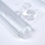 Клеенка прозрачная ПВХ "Гибкое стекло" Цветы, 0,8мх25мх0,5мм