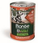 Monge Dog BWild GRAIN FREE беззерновые консервы из индейки с тыквой и кабачками для взрослых собак всех пород 400г