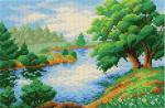 "Дерево у реки" Рисунок на канве 30х21см