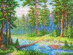 "Лесная речка" Рисунок на канве 40х50см