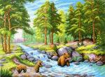 "Лесной ручей" Рисунок на канве 40х50см