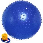 Мяч для фитнеса Sportage 75 см массажный с насосом 1000гр, голубой