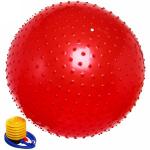 Мяч для фитнеса Sportage 75 см массажный с насосом 1000гр, красный