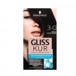 Стойкая краска для волос GLISS KUR Уход & Увлажнение 3-0 Чёрно-каштановый  142,5 мл