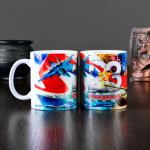 Кружка "23 февраля!" салют, полноразмерная печать, с нанесением