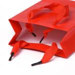 Крафт пакет с ручками красный размер 12х16х6 см