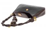 Женская сумка-седло с плетёной ручкой, цвет чёрный