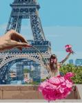 Девушка в платье из розы в Париже