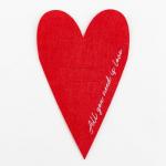Конверт для столовых приборов "Сердце" красный, 13,8 х 22 см, 100% п/э, фетр