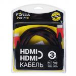 FORZA Кабель HDMI-HDMI 1,4, 10,2 Гбит/с, 3м, медь, пластик