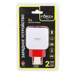FORZA Зарядное устройство USB Акварель, 220В, 2USB, 2А, пластик, цветное