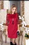 Платье спандекс рукава сетка гипюр RED WINE ED4-120
