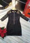 Платье спандекс сетка гипюр рукава черное H109