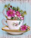 Нежные цветочки в чайной чашке