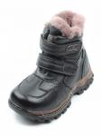 T6618 BLACK Ботинки детские зимние (натуральная кожа, натуральный мех)