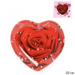 Блюдо 20 см Сердце Роза с капельками росы / HT0008C M221 /32/ Цветная коробка