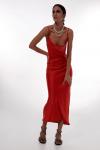 Атласное платье-комбинация в трендовом оттенке Mandarin Red TOPTOP