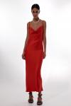 Атласное платье-комбинация в трендовом оттенке Mandarin Red TOPTOP