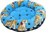 Лежак ватрушка для кошек/собак Кошки (48*15см), голубой велюр, 22304 Зооник