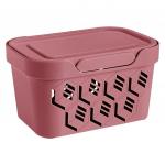 Контейнер-ящик хозяйственный для хранения пластмассовый "Deluxe" 1,9л, 19х13х11 см, розовый, Econova (Россия)