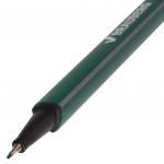 Ручка капиллярная (линер) BRAUBERG Aero, ТЕМНО-ЗЕЛЕНАЯ, трехгр., металлич. наконечник, 0,4мм, 142251