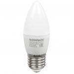 Лампа светодиодная SONNEN, 5(40)Вт, цоколь E27, свеча, тепл.бел, 30000ч, LED C37-5W-2700-E27, 453707