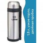 Термос ЛАЙМА классический с узким горлом, 1,8 л, нержавеющая сталь, пластиковая ручка,601405