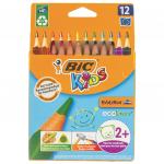 Карандаши цветные утолщенные BIC "Kids Evolution Triangle", 12 цв, пластик, трехгранные, 8297356