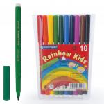 Фломастеры 10 ЦВЕТОВ CENTROPEN "Rainbow Kids", трехгранные, смываемые, вентил.колпачок, 7550/10ET