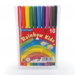 Фломастеры 10 ЦВЕТОВ CENTROPEN "Rainbow Kids", трехгранные, смываемые, вентил.колпачок, 7550/10ET